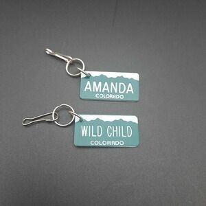 Colorado Mini License Plate‎ Keychains with Mountain and Flag Designs